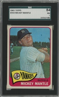 1965 Topps #350 Mickey Mantle - SGC 84 NM 7